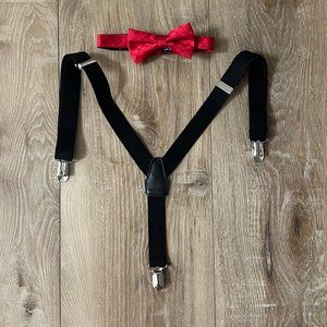 ***Final price*** Boys Chaps Adjustable Red BowTie & Black Adjustable Suspenders